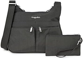Baggallini Cross Over Crossbody Bag - Lightweight, Water Resistant Travel Purse